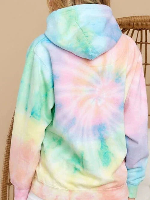 Rainbow Tie-Dye Hoodie Pullover for Women