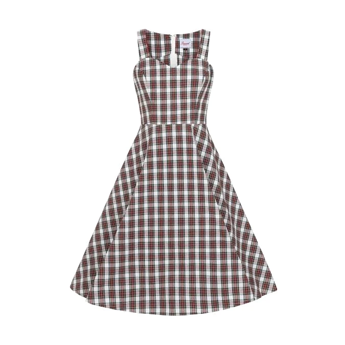 Red And White Tartan Check Strap Swing Dress