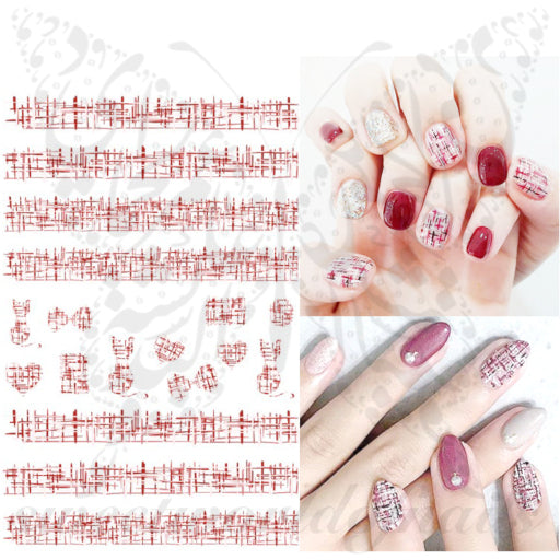 Red Fabric Pattern Nail Art Stickers