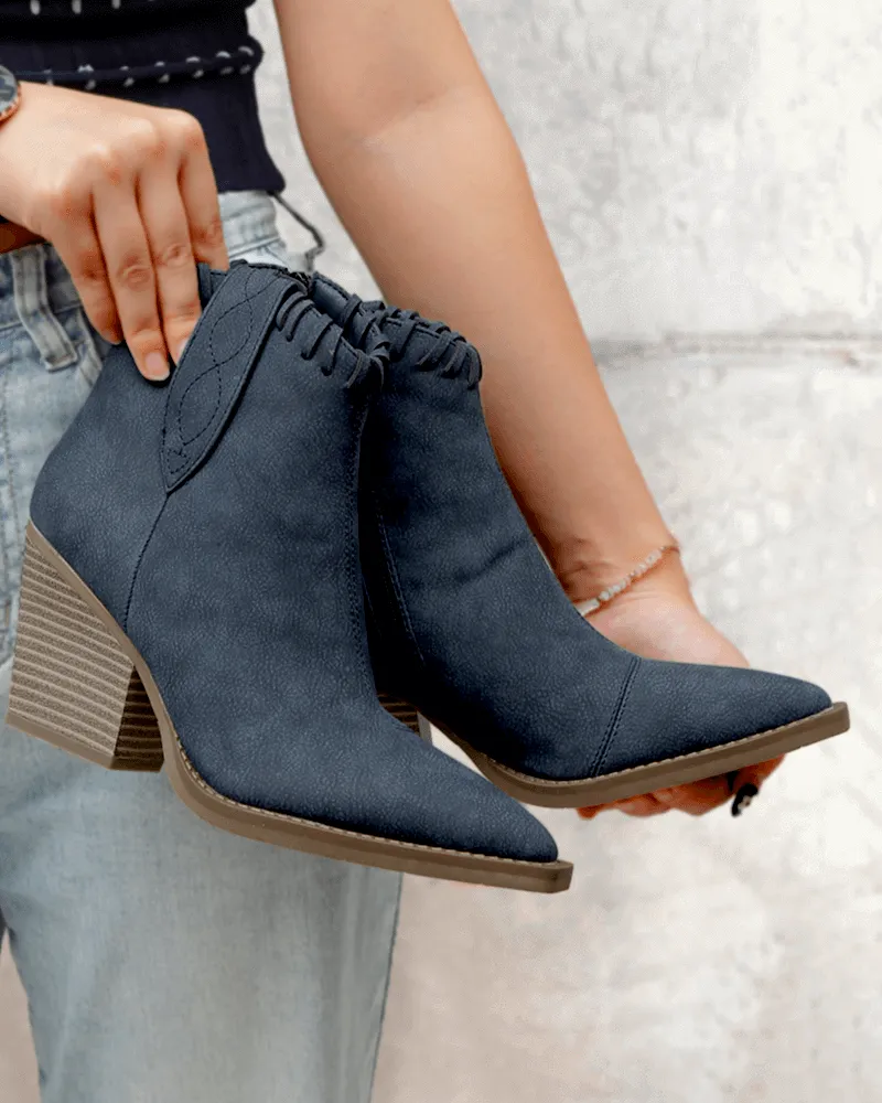 Retro Tassel Zipper Chunky Heel Ankle Boots