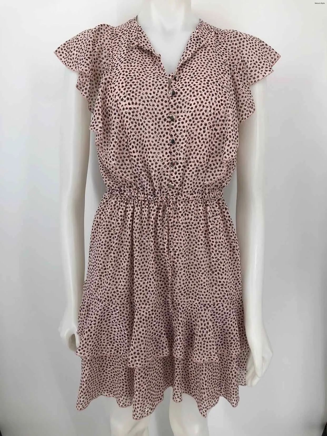 SABINA MUSAYEV Lt Pink Black Print Short Sleeves Size SMALL (S) Dress