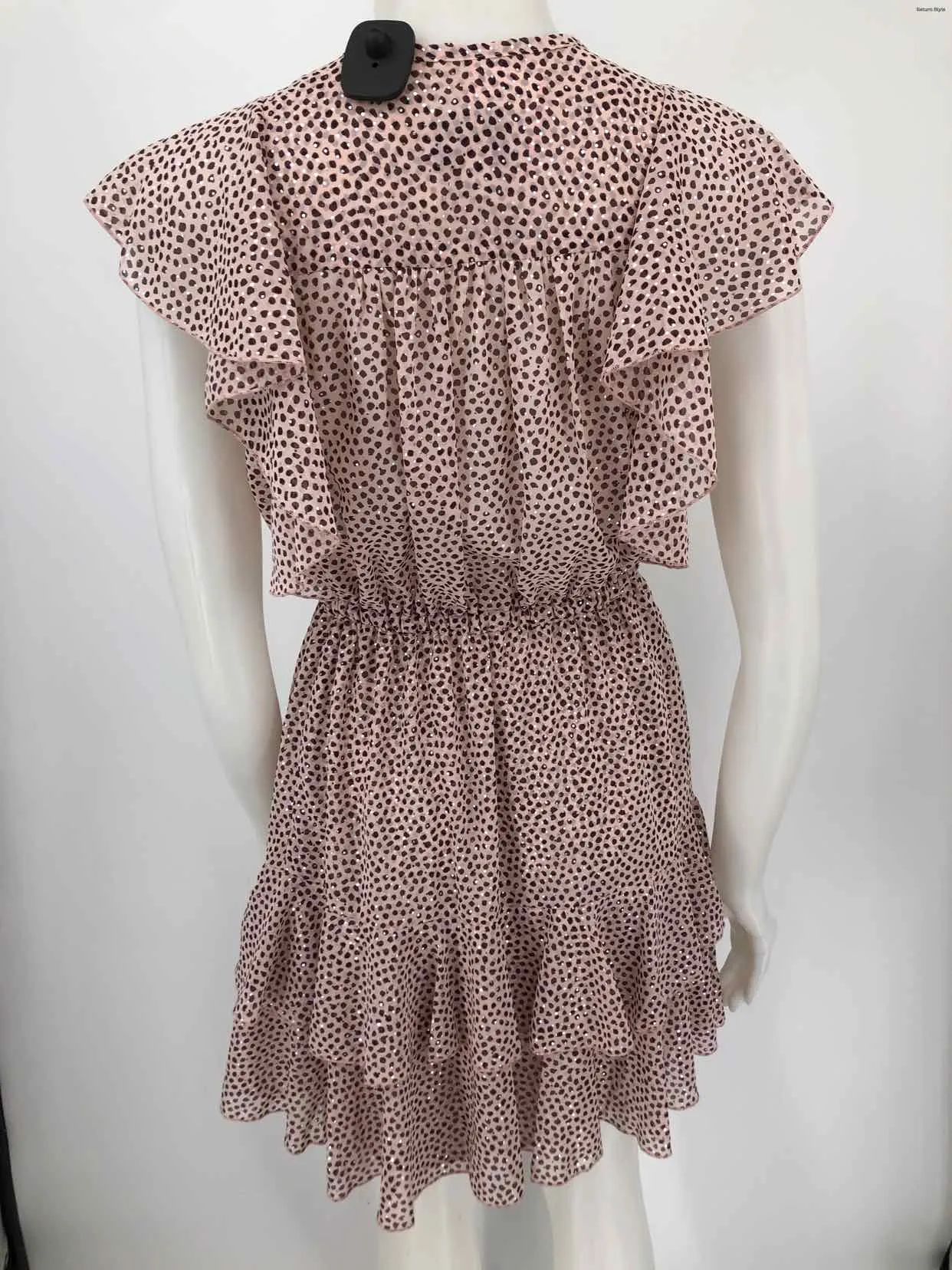 SABINA MUSAYEV Lt Pink Black Print Short Sleeves Size SMALL (S) Dress