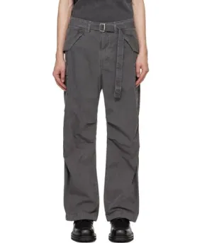 Sacai Gray Garment Dye Rip Stop Cargo Pants