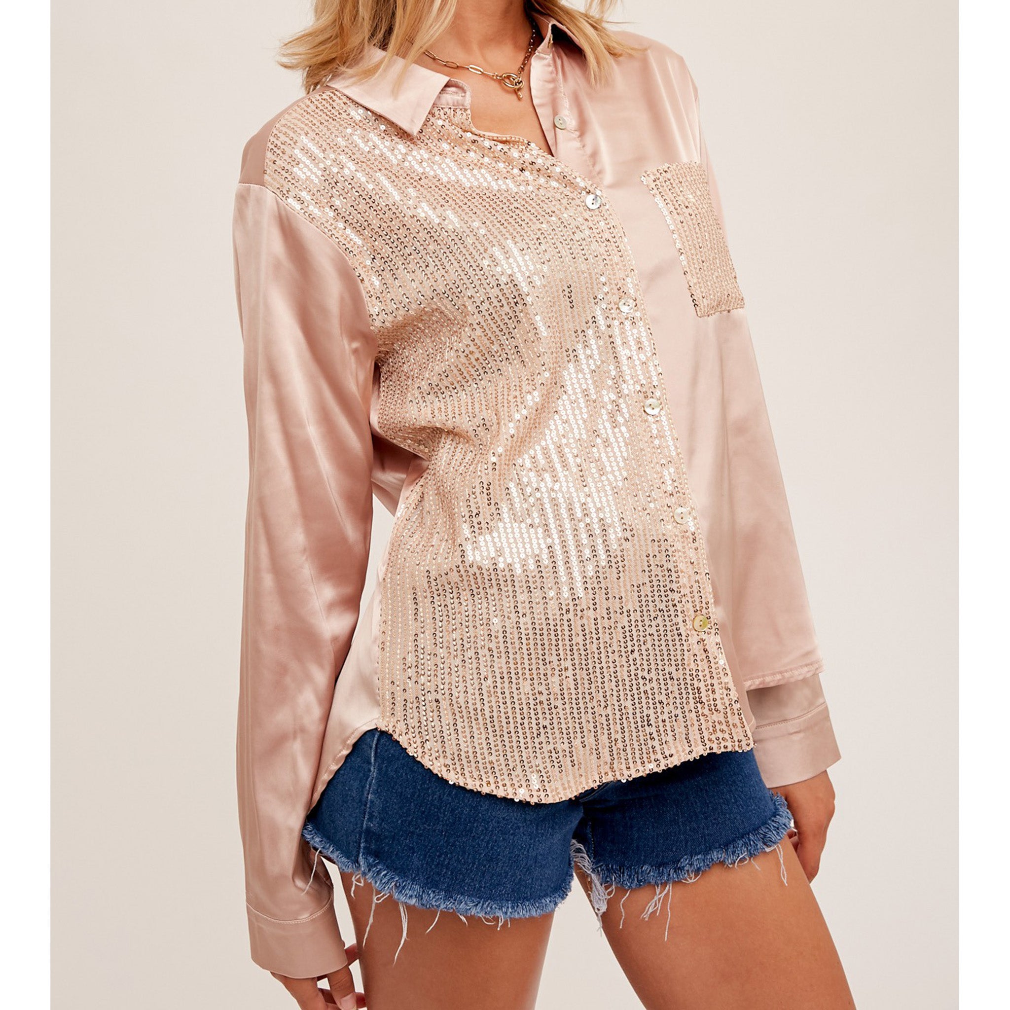 Satin Sequin Blouse