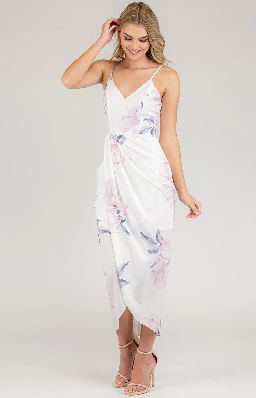 Singlet Floral Dress with Asymmetric Hem (SDR412A)