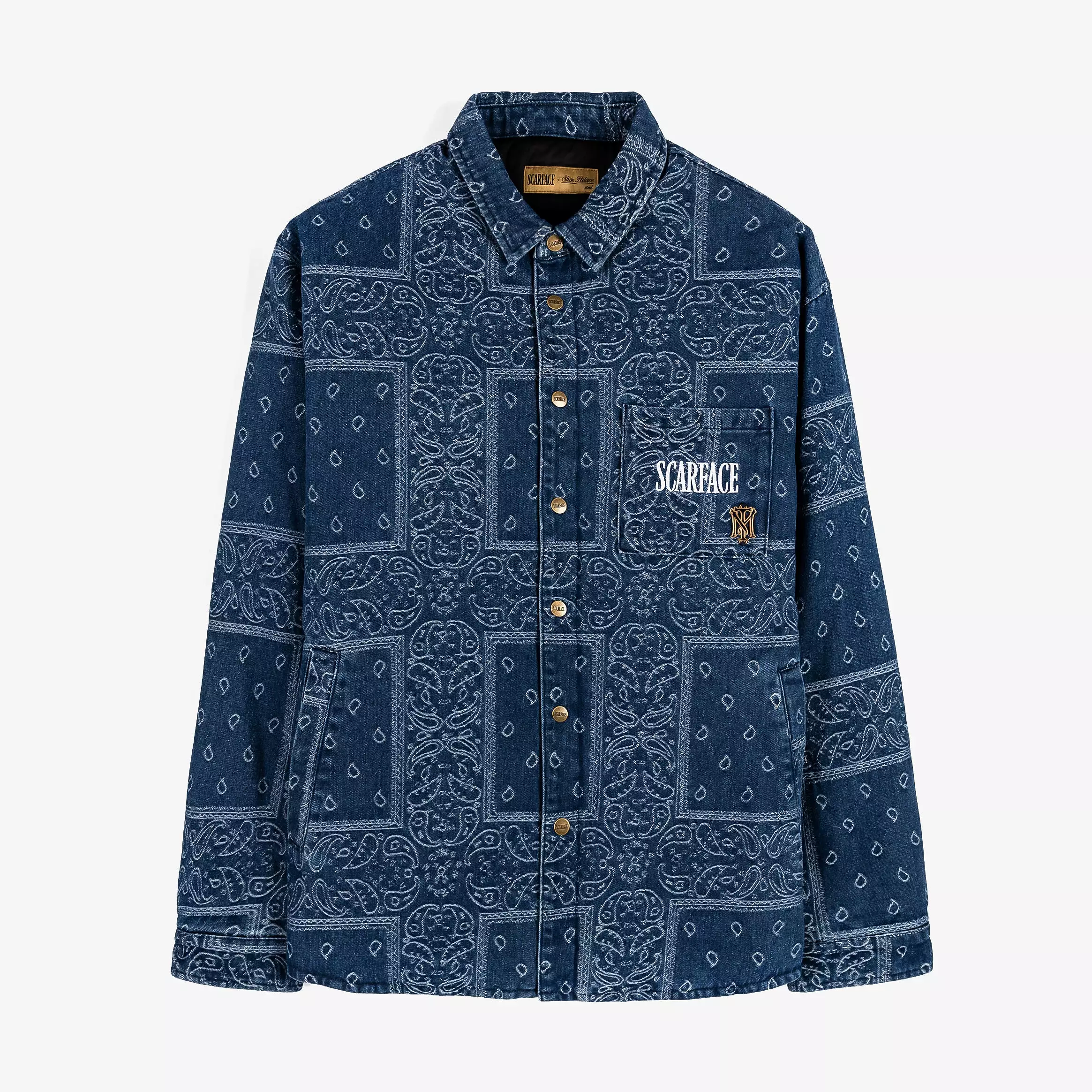 SP x Scarface Denim Paisley Mens Jacket (Blue)