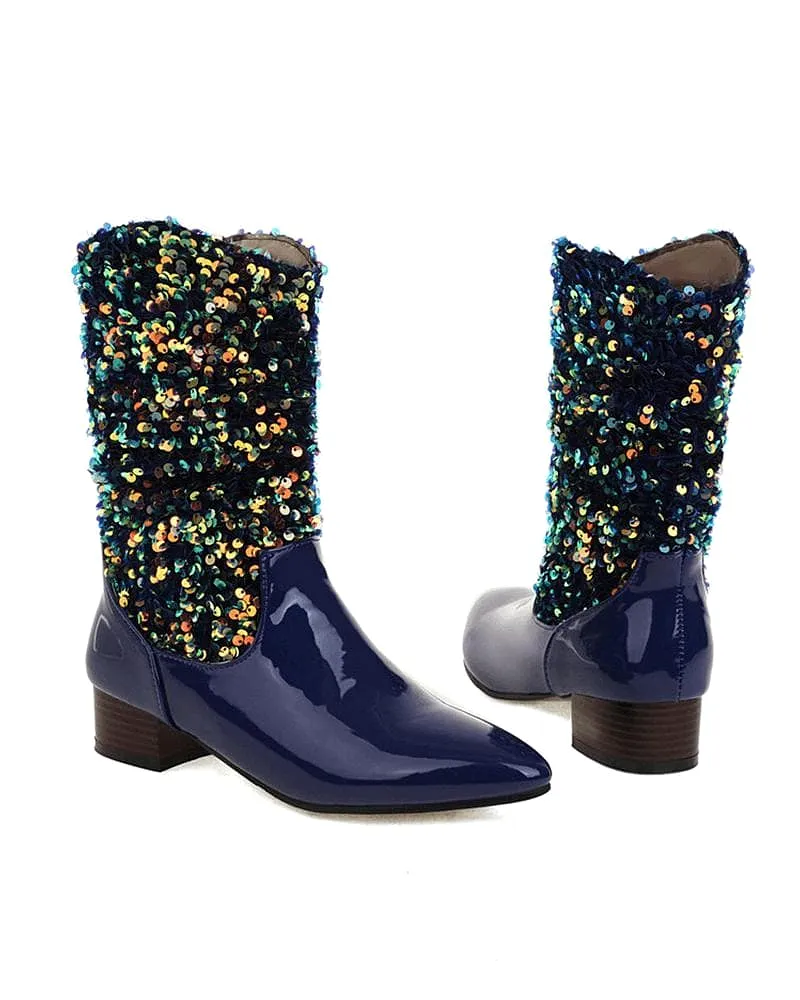 Sparkling Glitter Slip On Boots