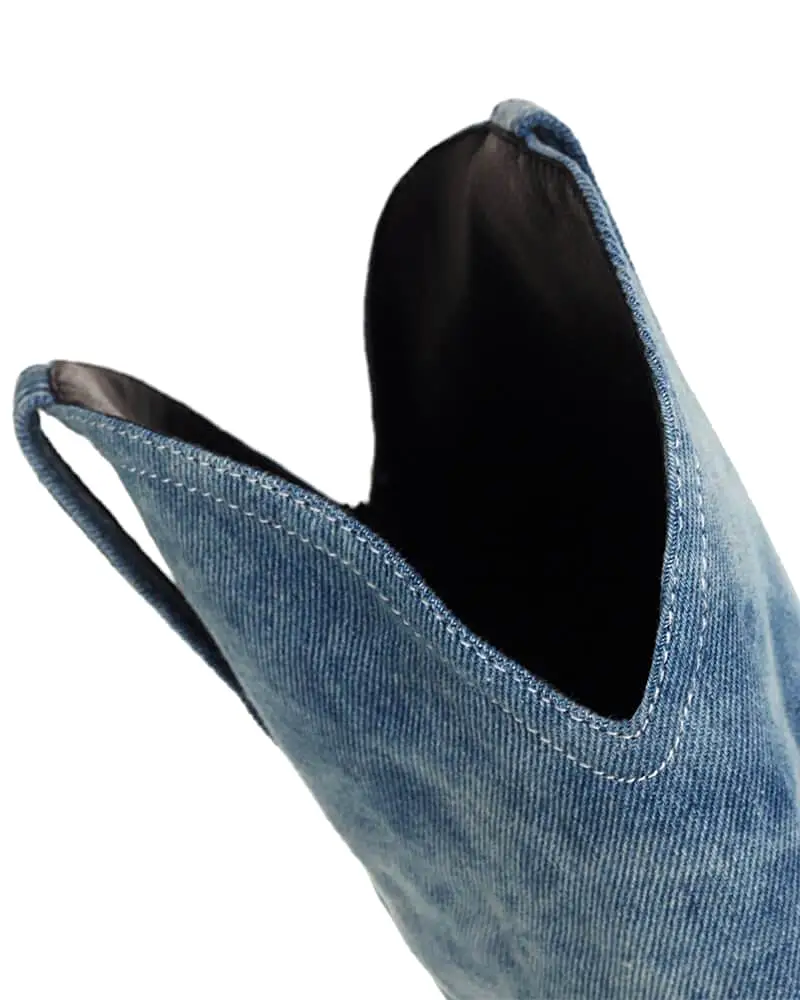 Split Joint Denim Cowboy Boots