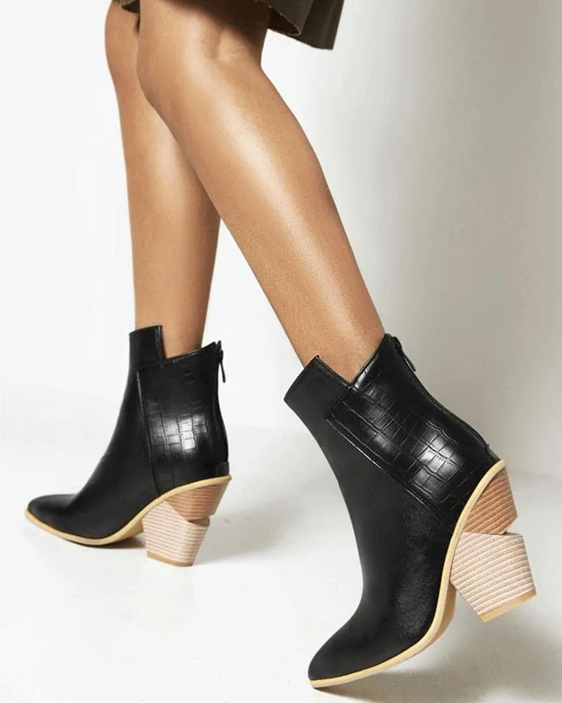 Split Joint Zipper Ankle Boots