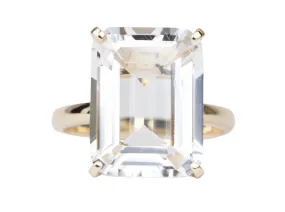 Statement Large Rock Crystal 9K Gold Ring R6385