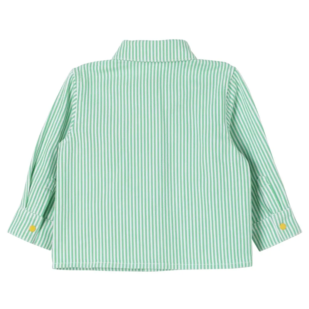 Stella McCartney Baby Striped Shirt With Sun Badge Green