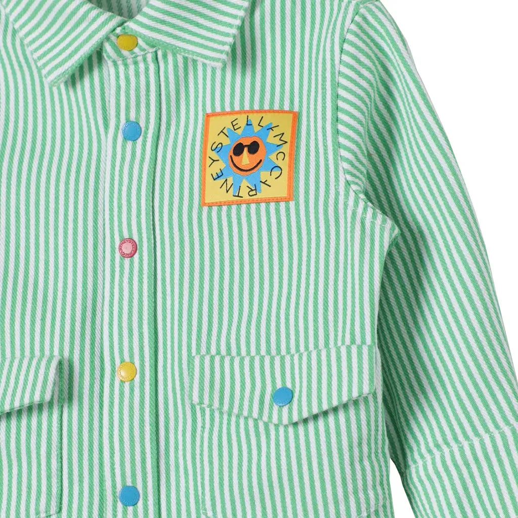 Stella McCartney Baby Striped Shirt With Sun Badge Green