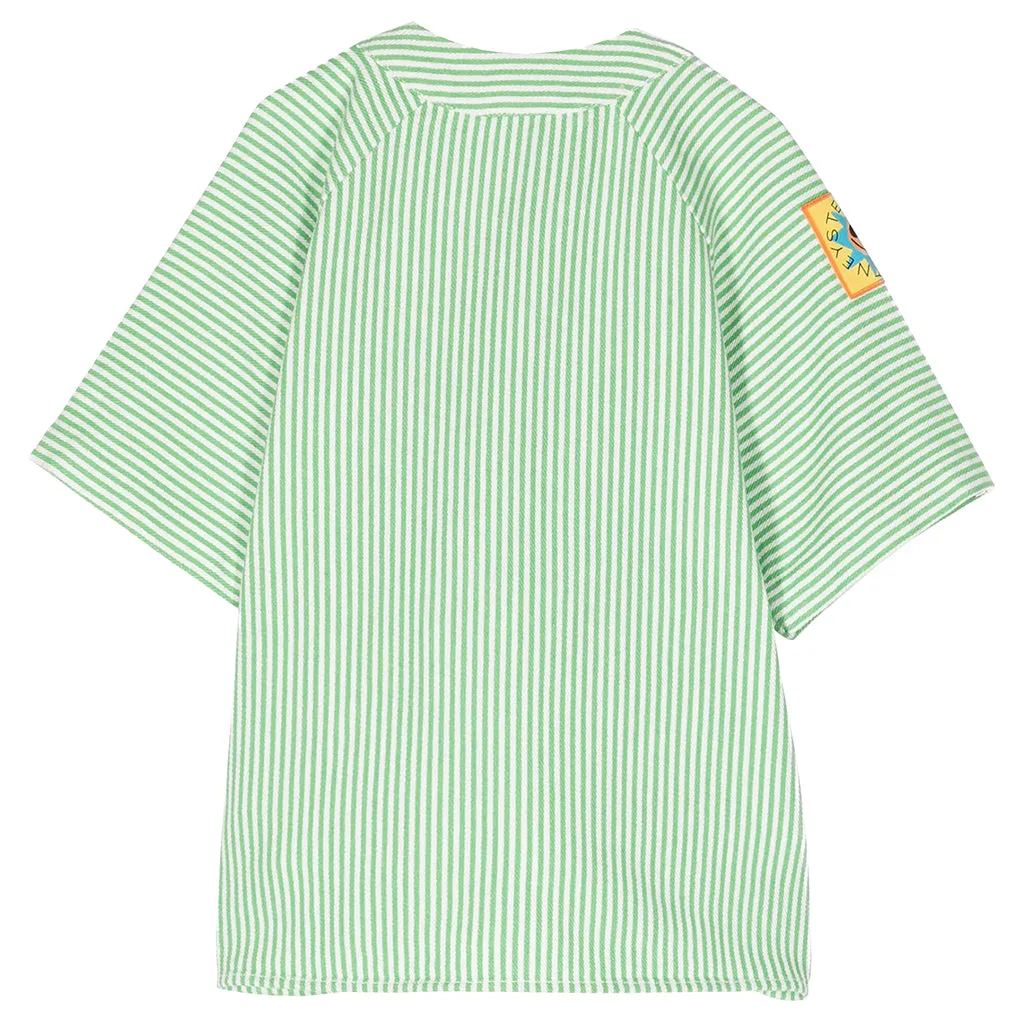 Stella McCartney Child Striped Shirt With Sun Badge Green