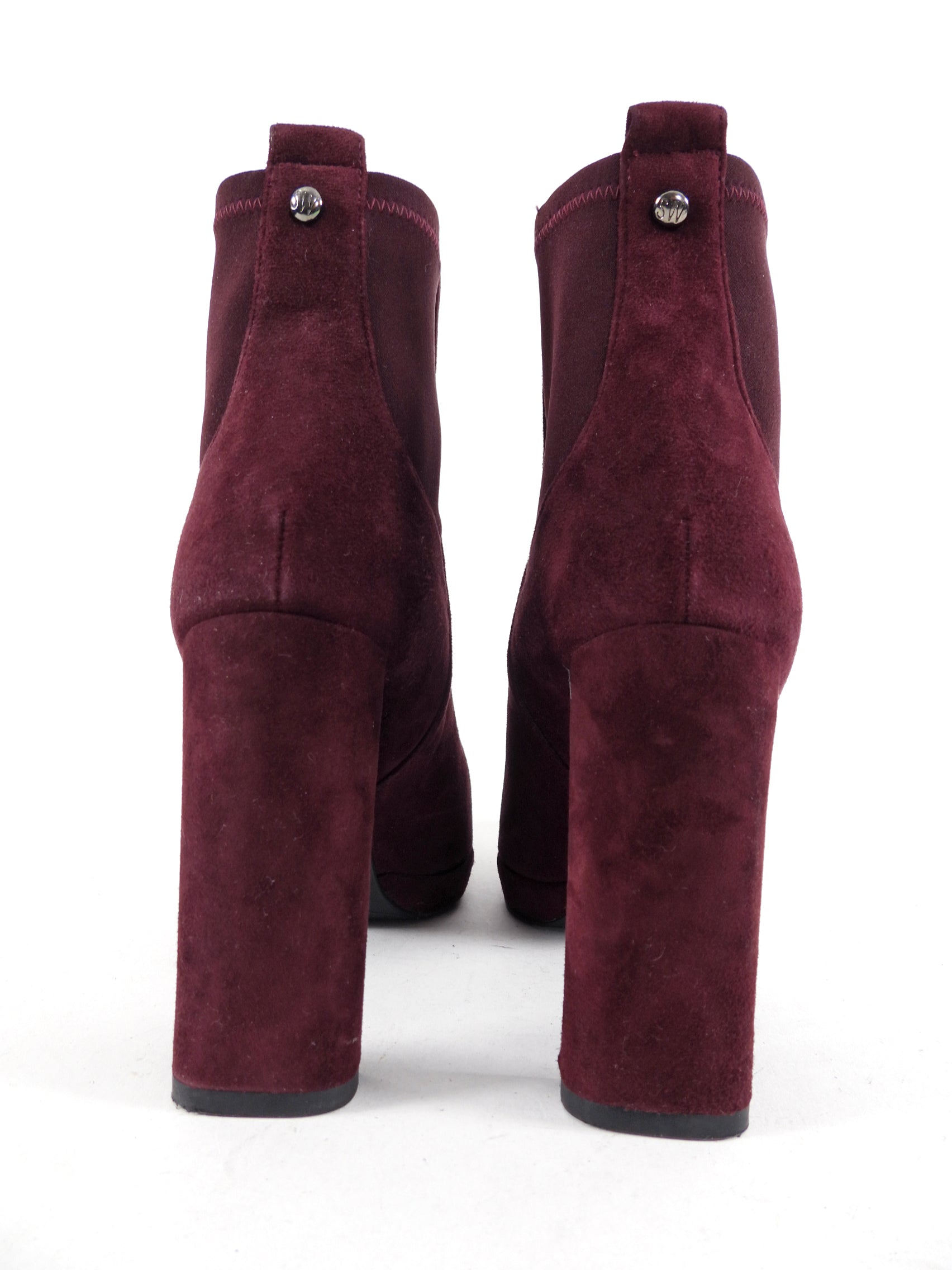 Stuart Weitzman Burgundy Suede 110mm Ankle Boots - 8