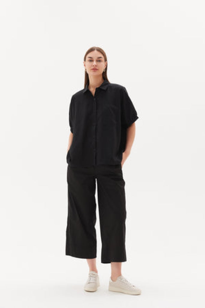 Tirelli - Gathered Cuff Shirt - Black