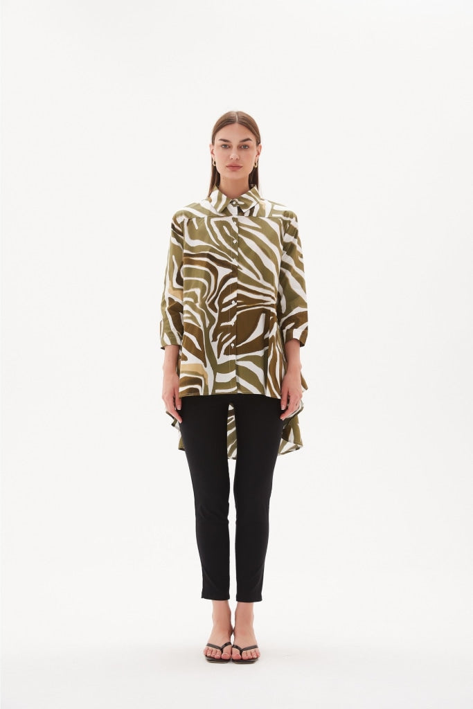 Tirelli - Print Swing Back Shirt - Monstera Print