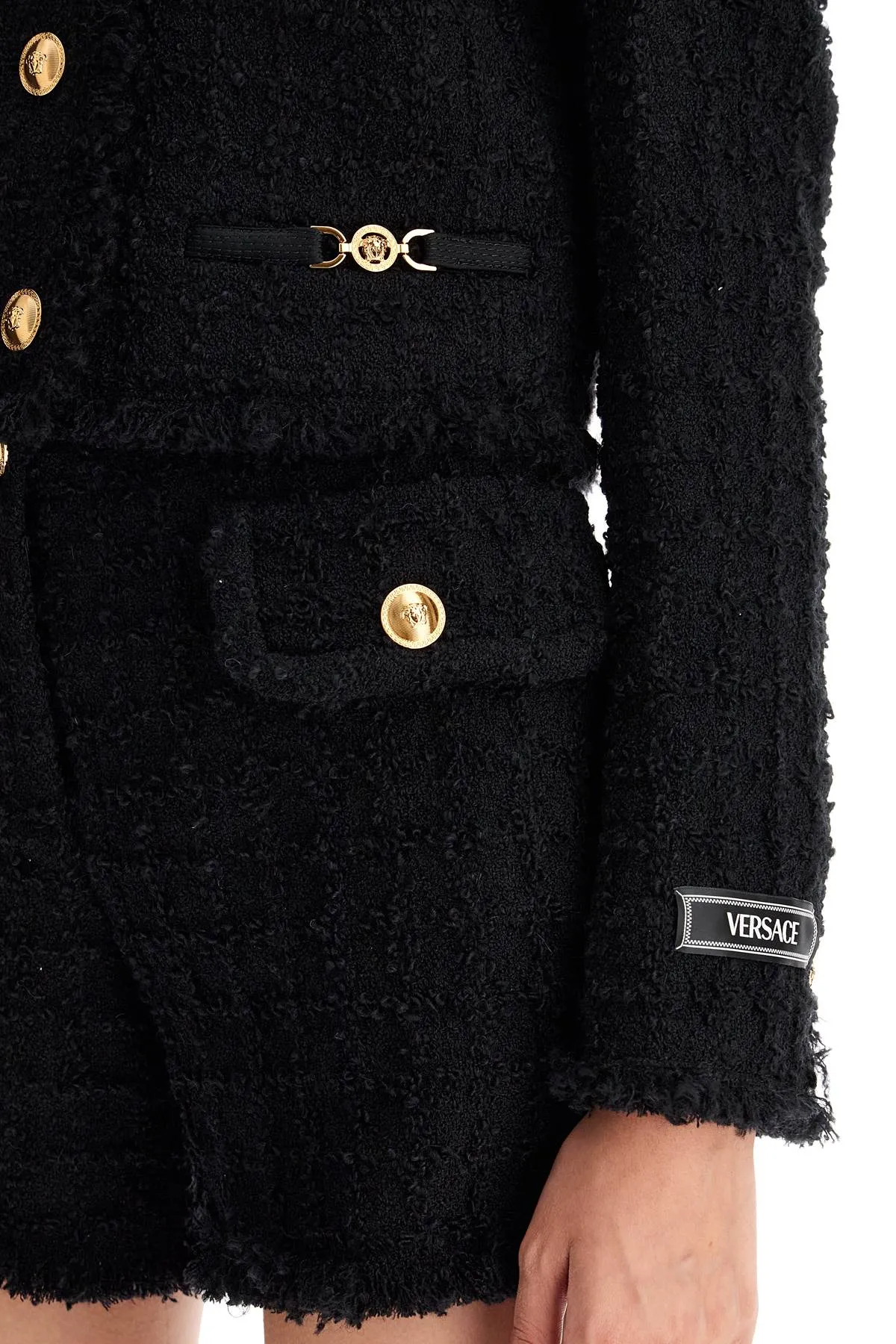 Versace Short Tweed Heritage Jacket   Black