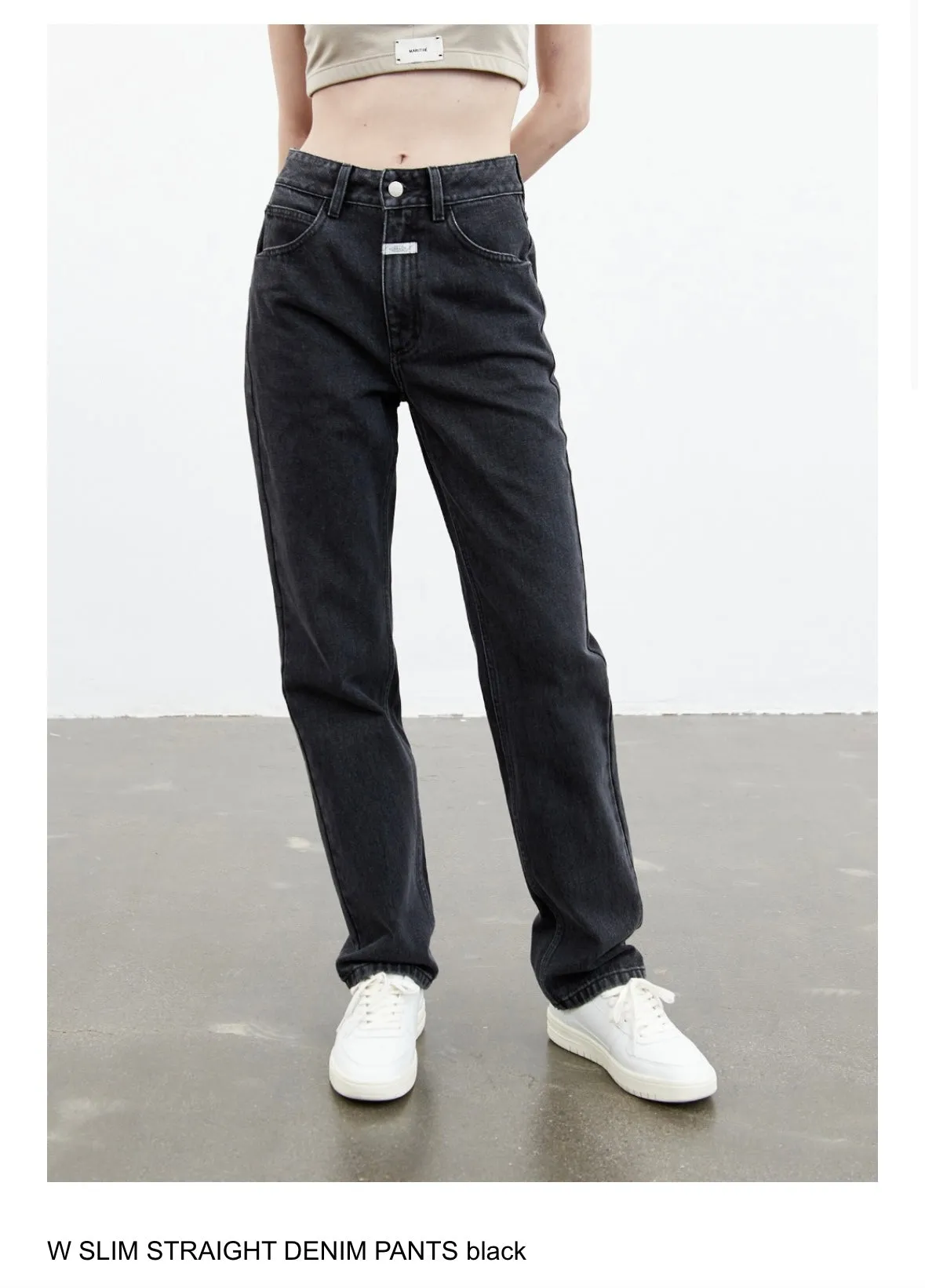 W SLIM STRAIGHT DENIM PANTS black