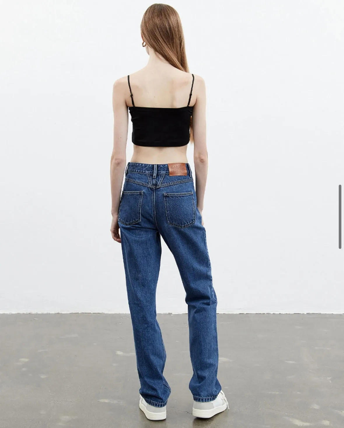 W SLIM STRAIGHT DENIM PANTS blue