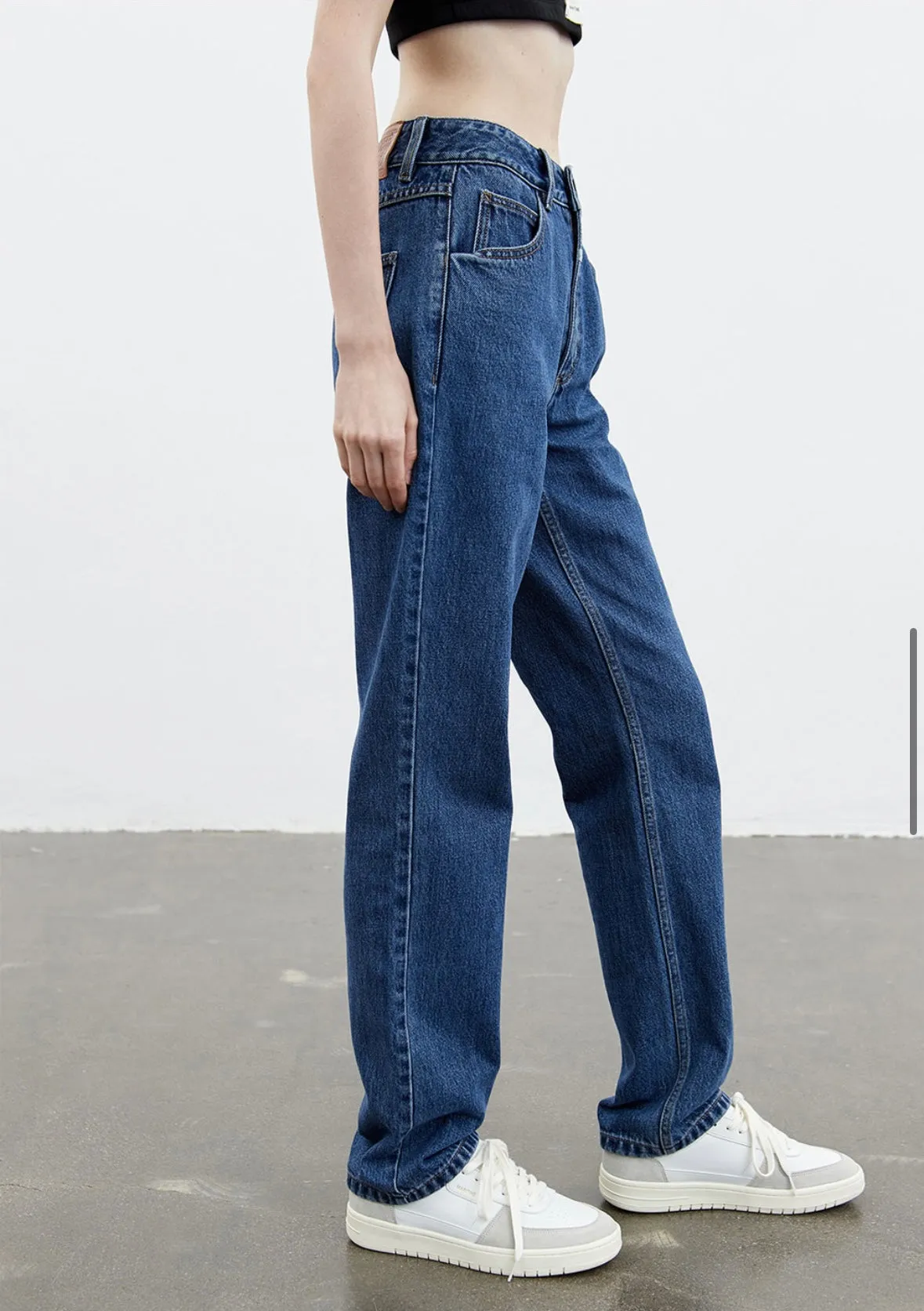 W SLIM STRAIGHT DENIM PANTS blue