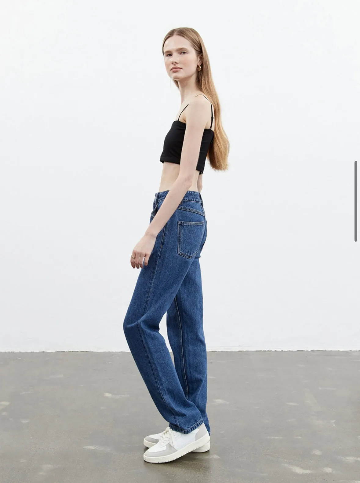 W SLIM STRAIGHT DENIM PANTS blue