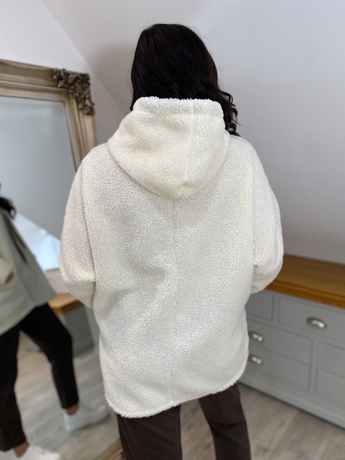 Winter White Leopard Drawstring Hoodie Ava