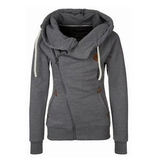 Women Hoody Autumn Winter Sportwear Thickening Plus Size Side Zipper Sweatshirt Hoodies 70032 SM6