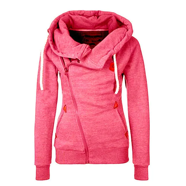 Women Hoody Autumn Winter Sportwear Thickening Plus Size Side Zipper Sweatshirt Hoodies 70032 SM6