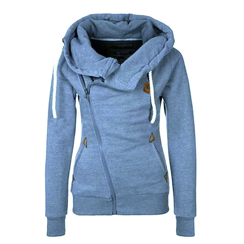 Women Hoody Autumn Winter Sportwear Thickening Plus Size Side Zipper Sweatshirt Hoodies 70032 SM6