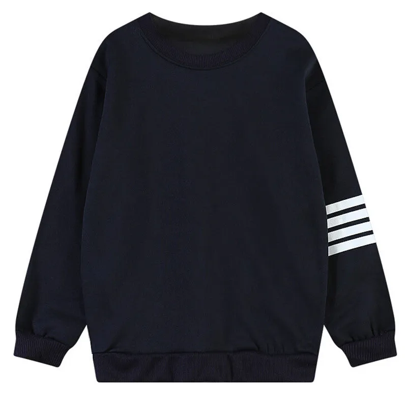 Women Long Sleeve Stripe Pullover Loose Hoody Tracksuit Sweatshirt Blue Grey black Color SM6