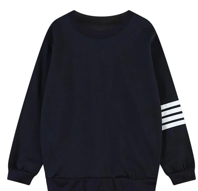 Women Long Sleeve Stripe Pullover Loose Hoody Tracksuit Sweatshirt Blue Grey black Color SM6