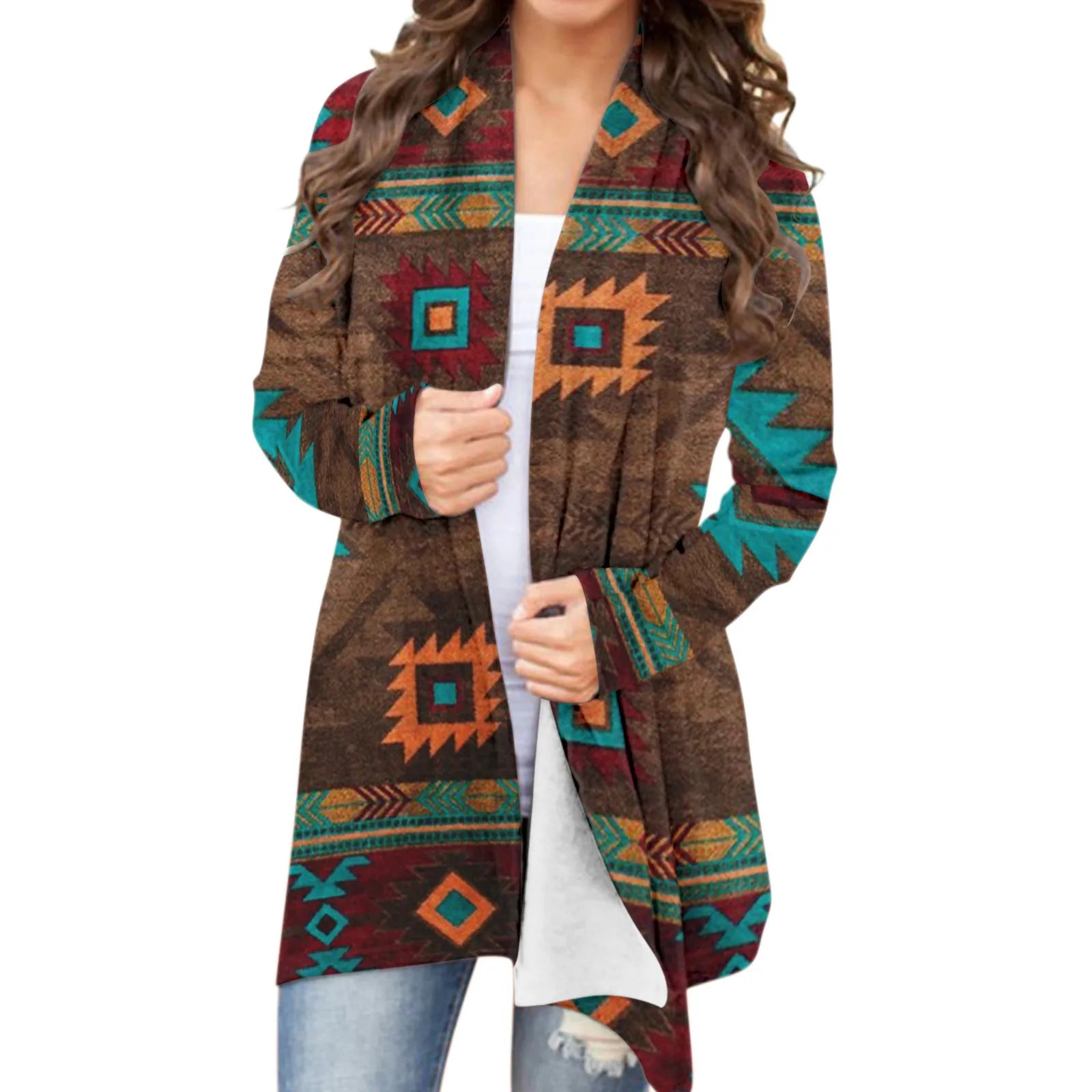 Women southwest Print Cardigan Top Coat Casual Print Long Sleeve Shirt Cardigan Top Coat Cardigan Coat