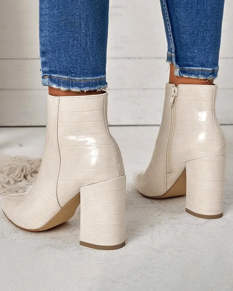 Women's Elegant Simple Pointed Toe Chunky Heel Boots