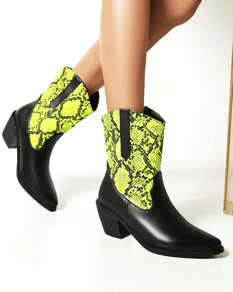 Women's Fashion Animal Print Pointed Toe Boots