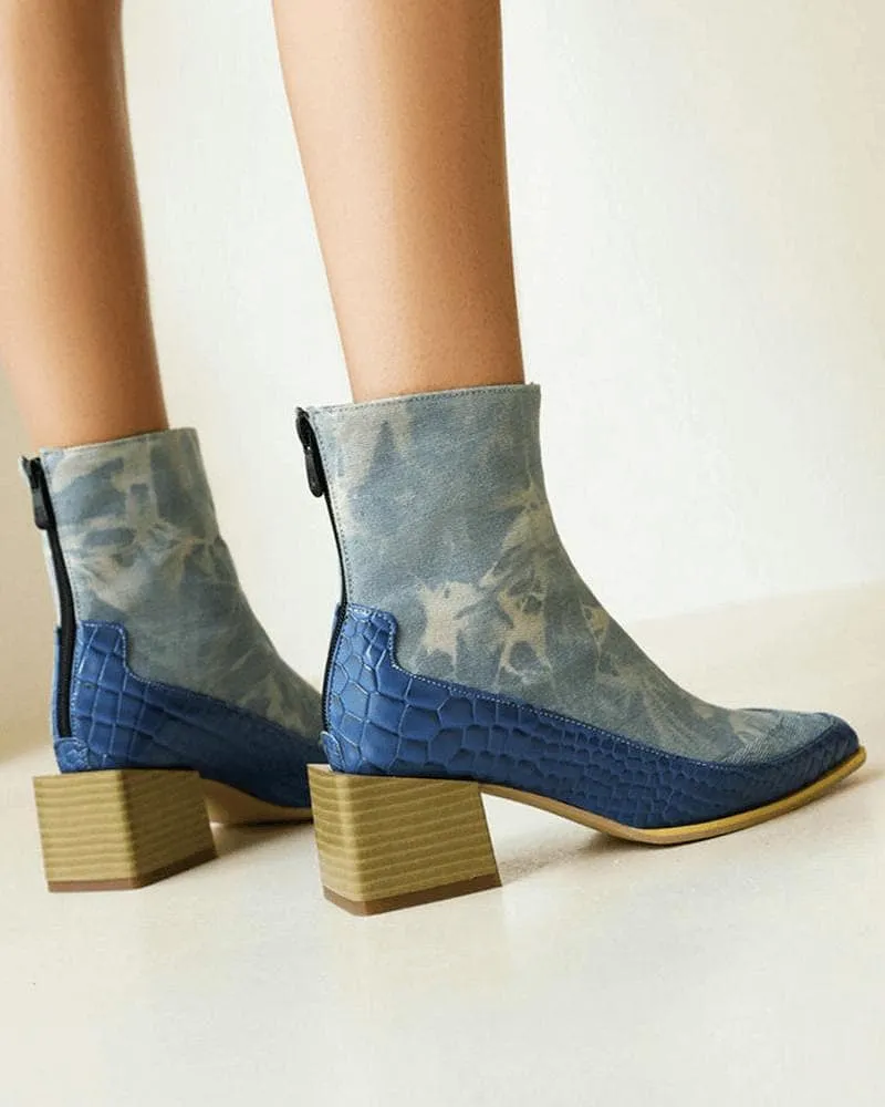 Women's Fashion Web celebrity style Color-Blocking Zipper Boots