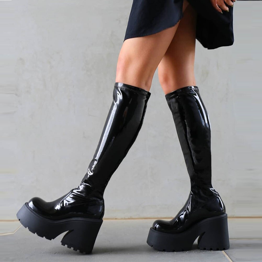 Women's Winter Punk Style Knee High Non-slip Platform Boot Shoes