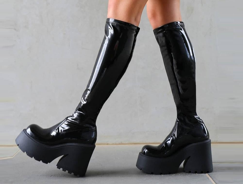 Women's Winter Punk Style Knee High Non-slip Platform Boot Shoes