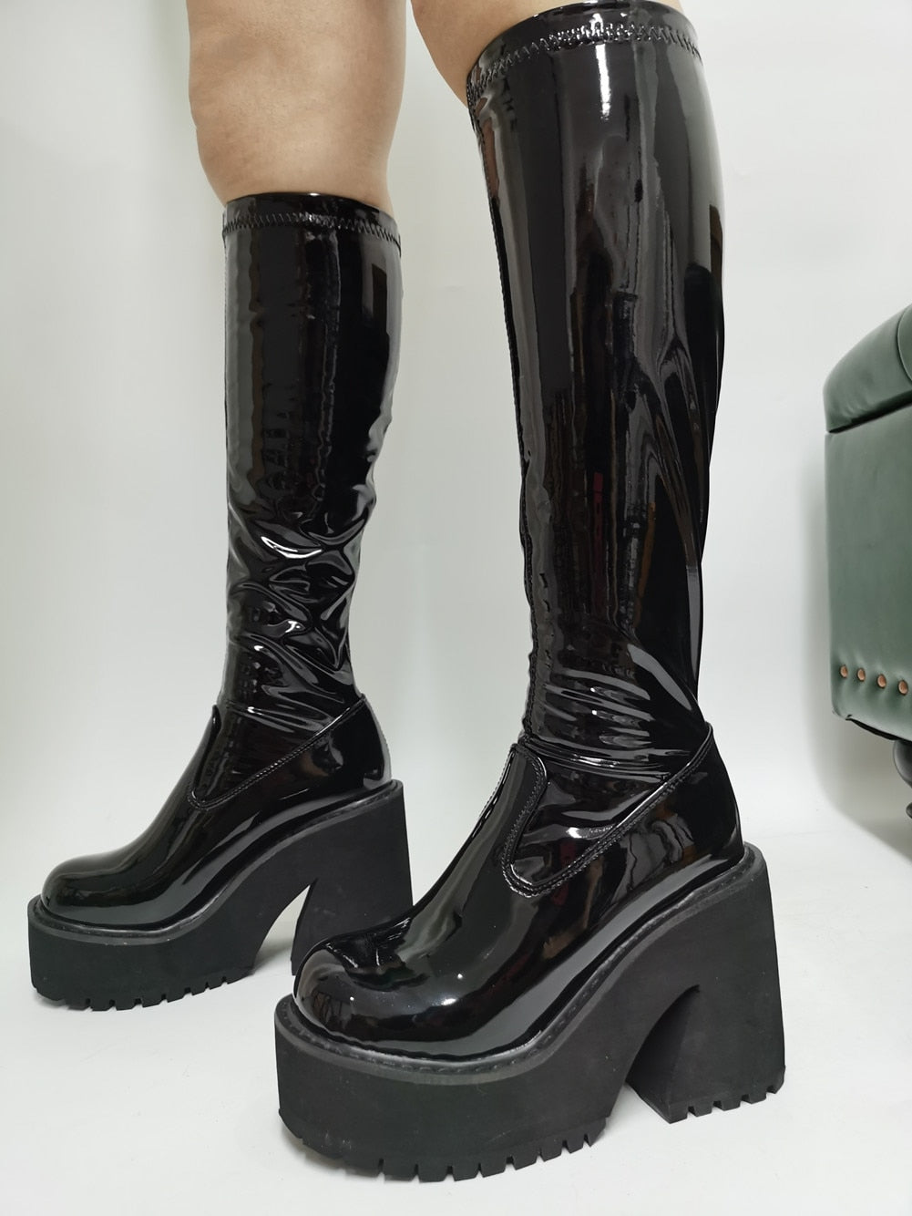 Women's Winter Punk Style Knee High Non-slip Platform Boot Shoes