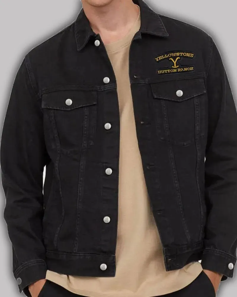 Yellowstone Denim Black Jacket | Dutton Ranch Denim Jacket