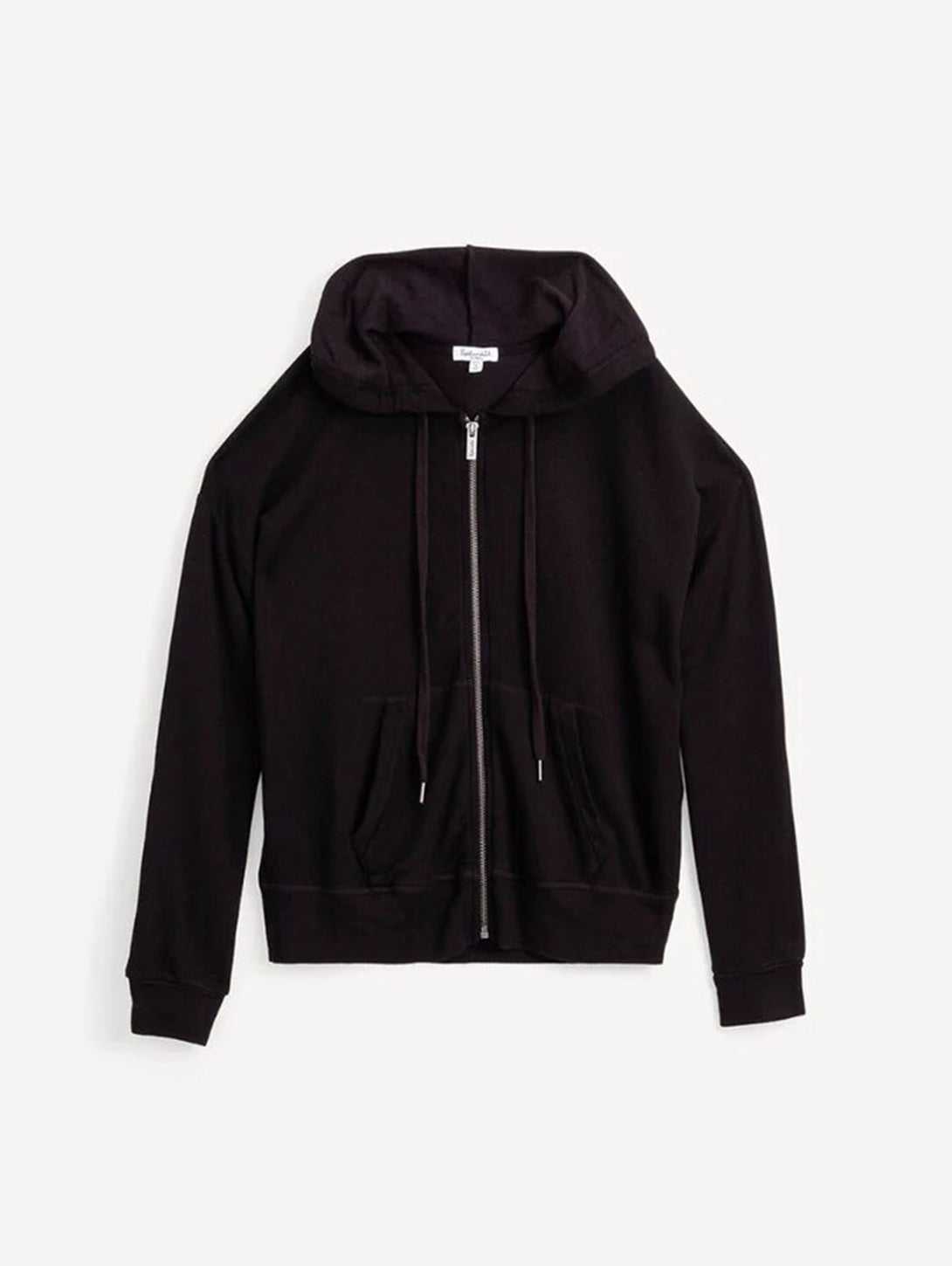 Zip-Up Hoodie Top - Black